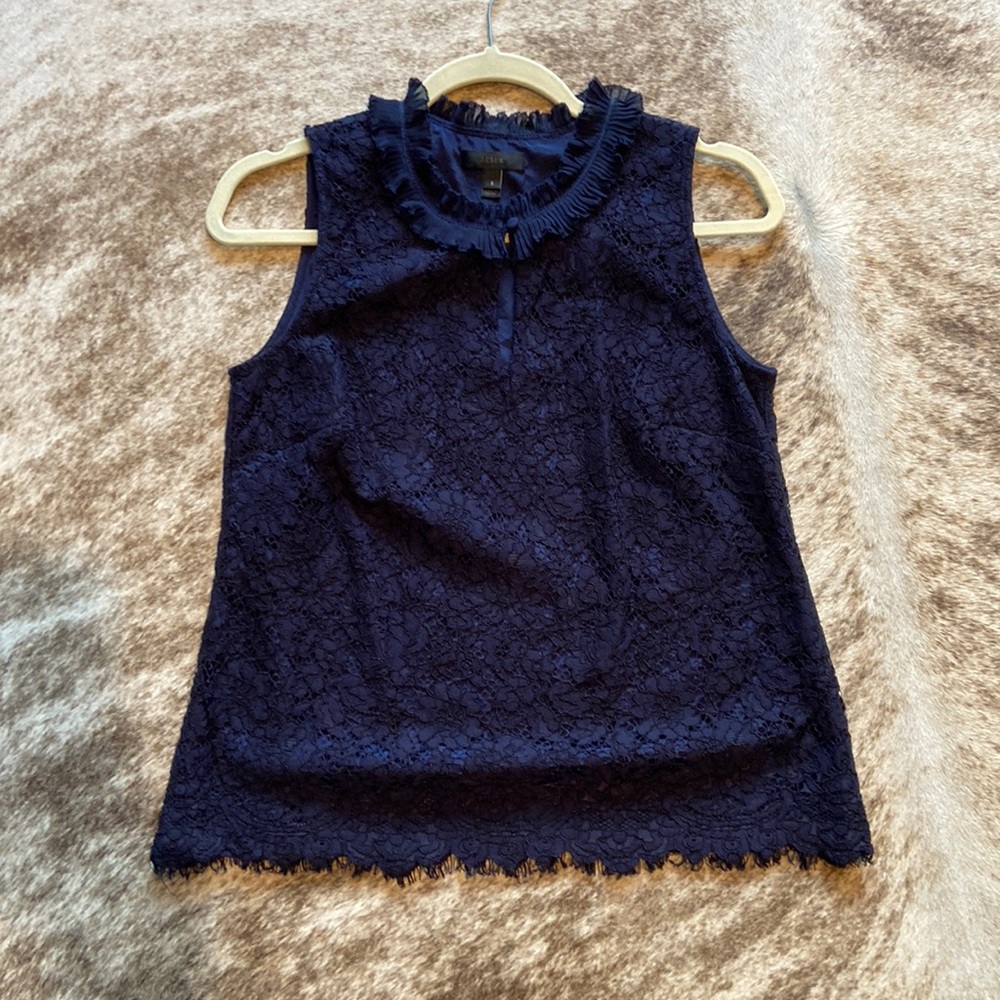 Blue lace top J. Crew